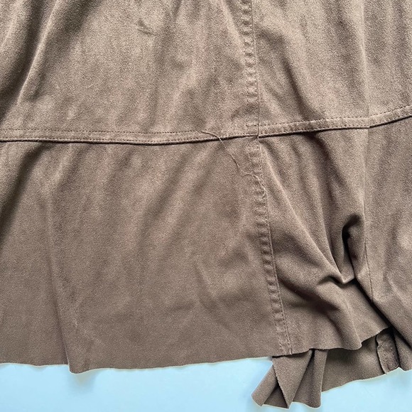 brown open front‎ cardigan faux suede long sleeve Size S/M Simply Noelle - Picture 4 of 12